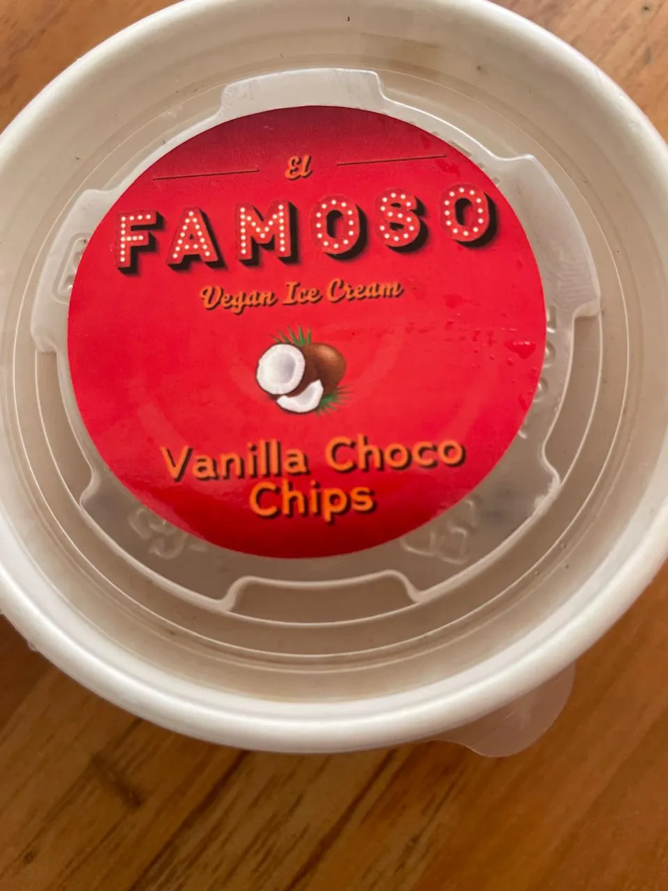 A Famoso Vanilla Choco Chips take-home cup
